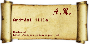 Andrási Milla névjegykártya